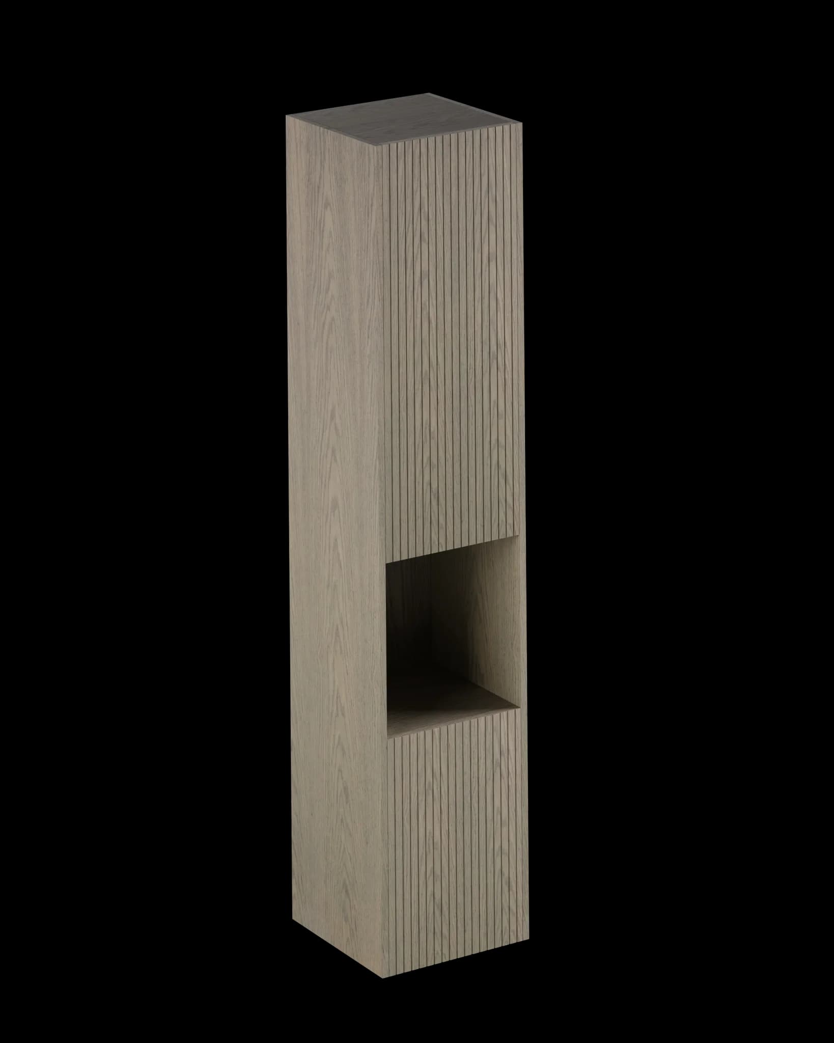 Linea Hoge Kast 35cm, rechts, met nis, Fineer Natural