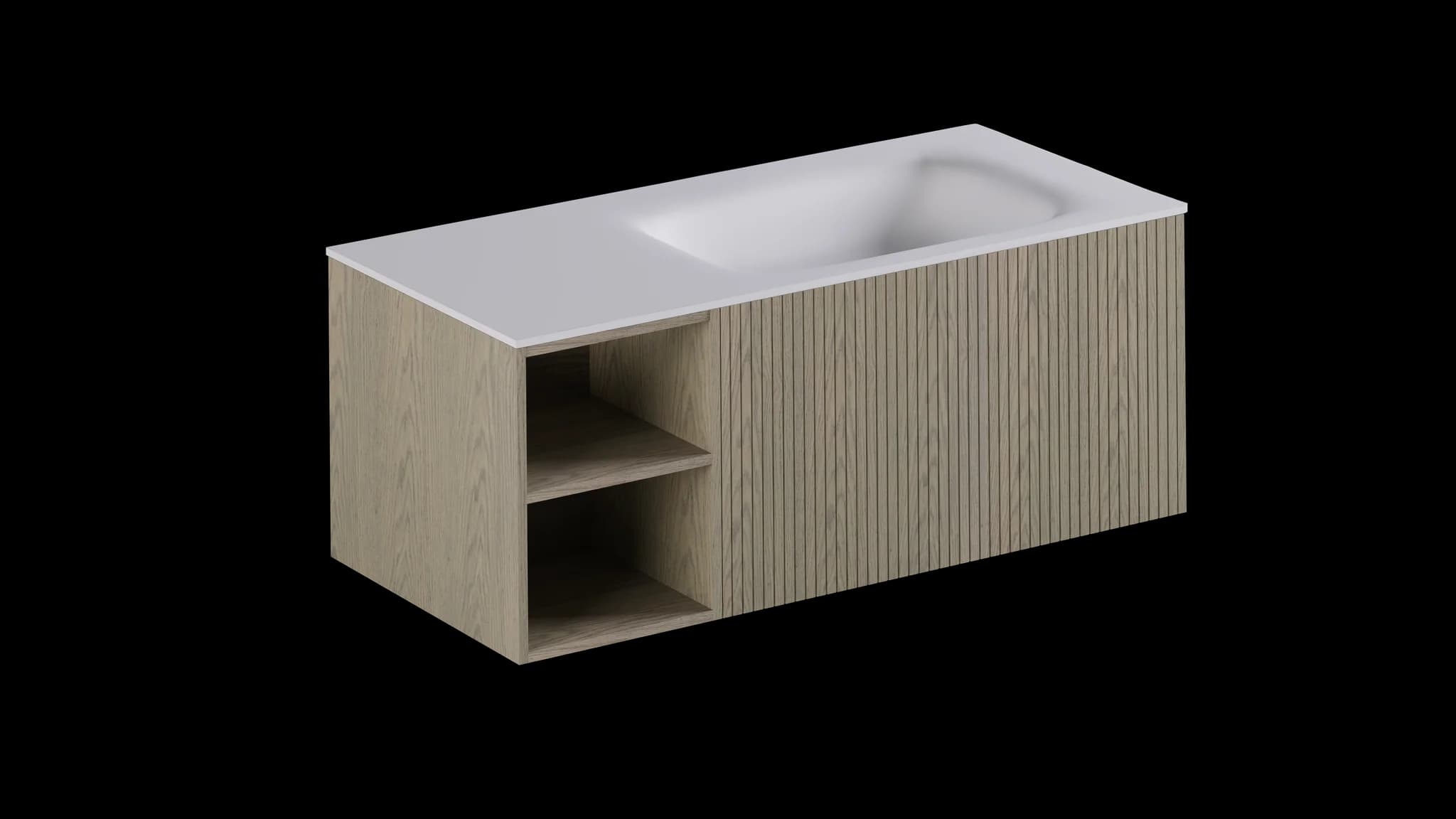 Linea Badmeubelset 120cm, 1 lade, 1 kom, rechts, Fineer Natural