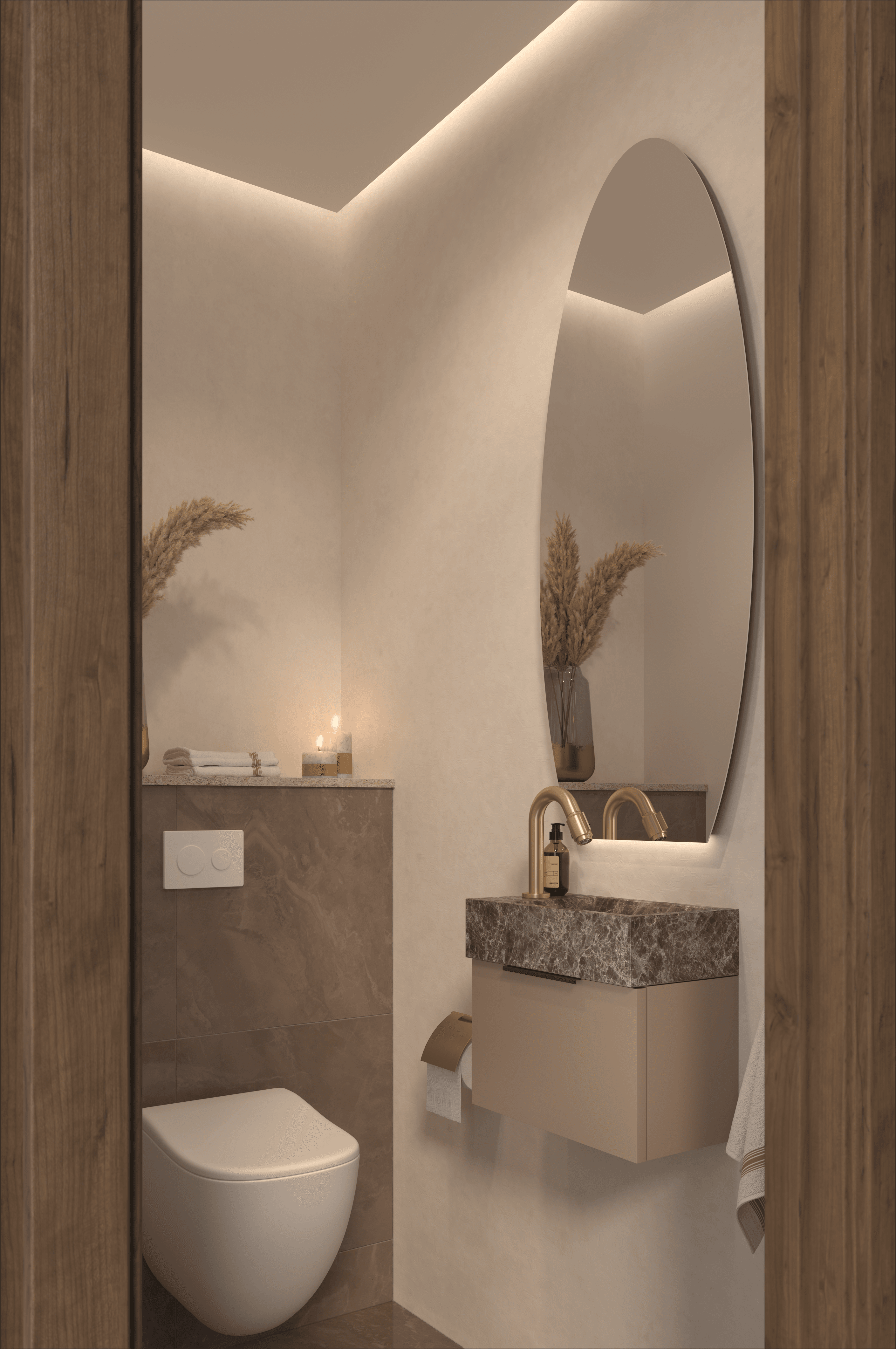 Hilton BM Scene — badkamer met wastafels — camerahoek 3