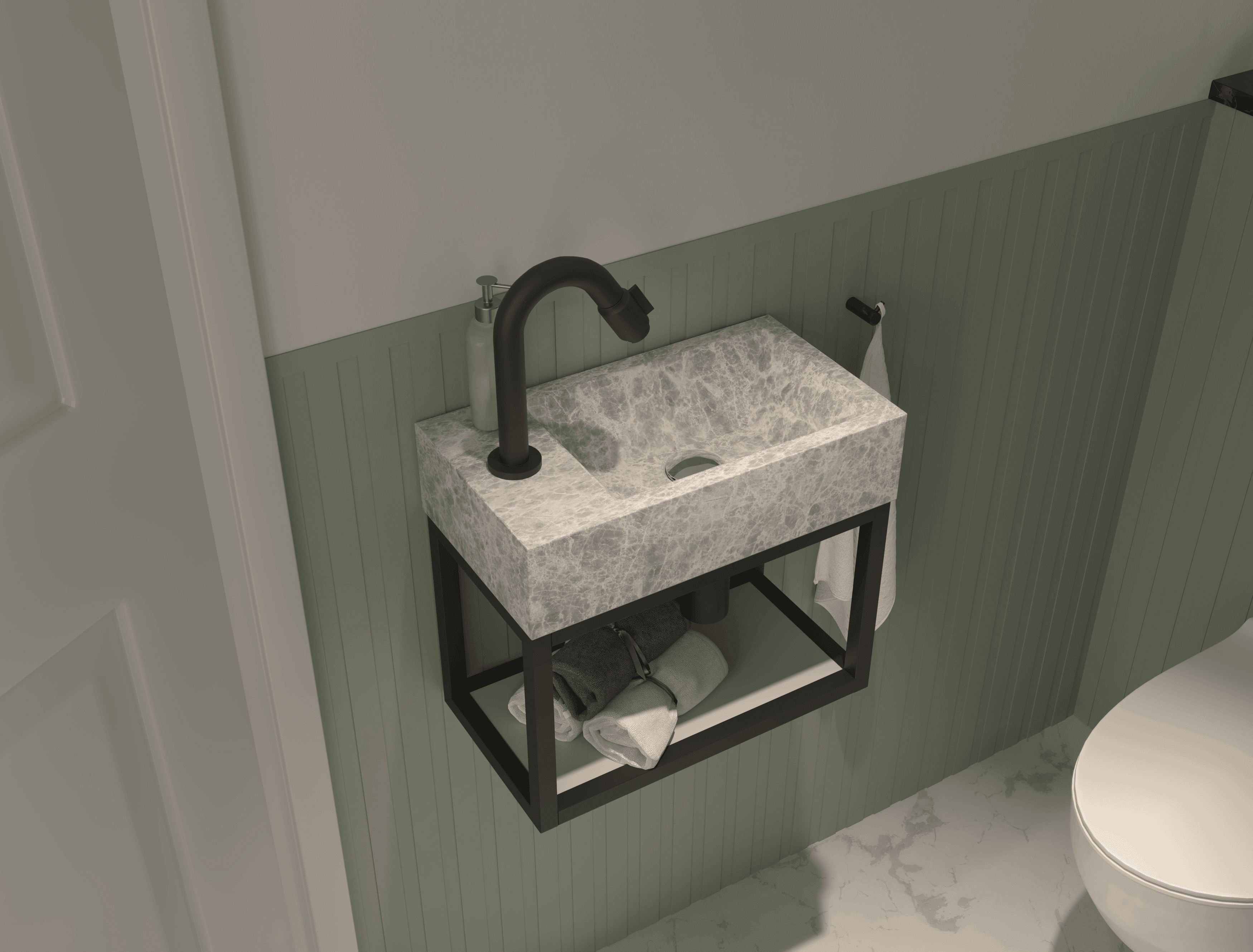 Hilton GM Scene — badkamer met wastafels — camerahoek 3