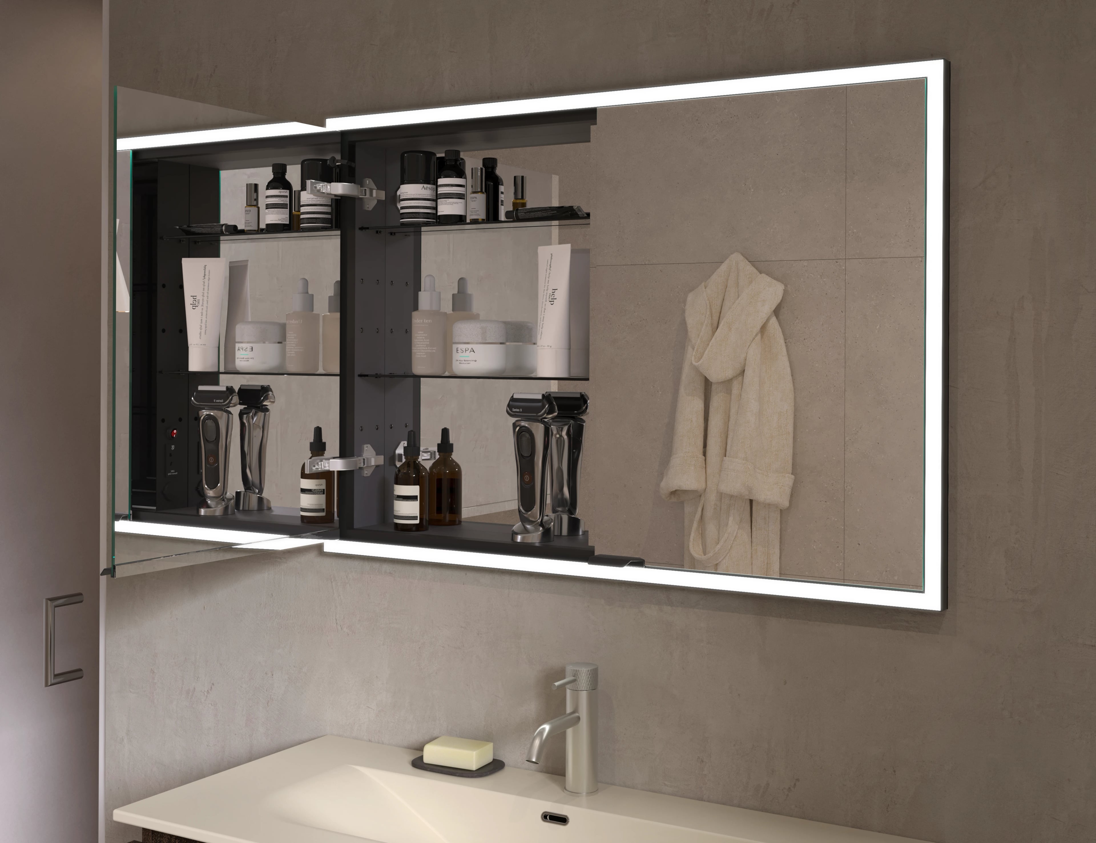 Solana spiegelkast 100cm met Soft houtkleur