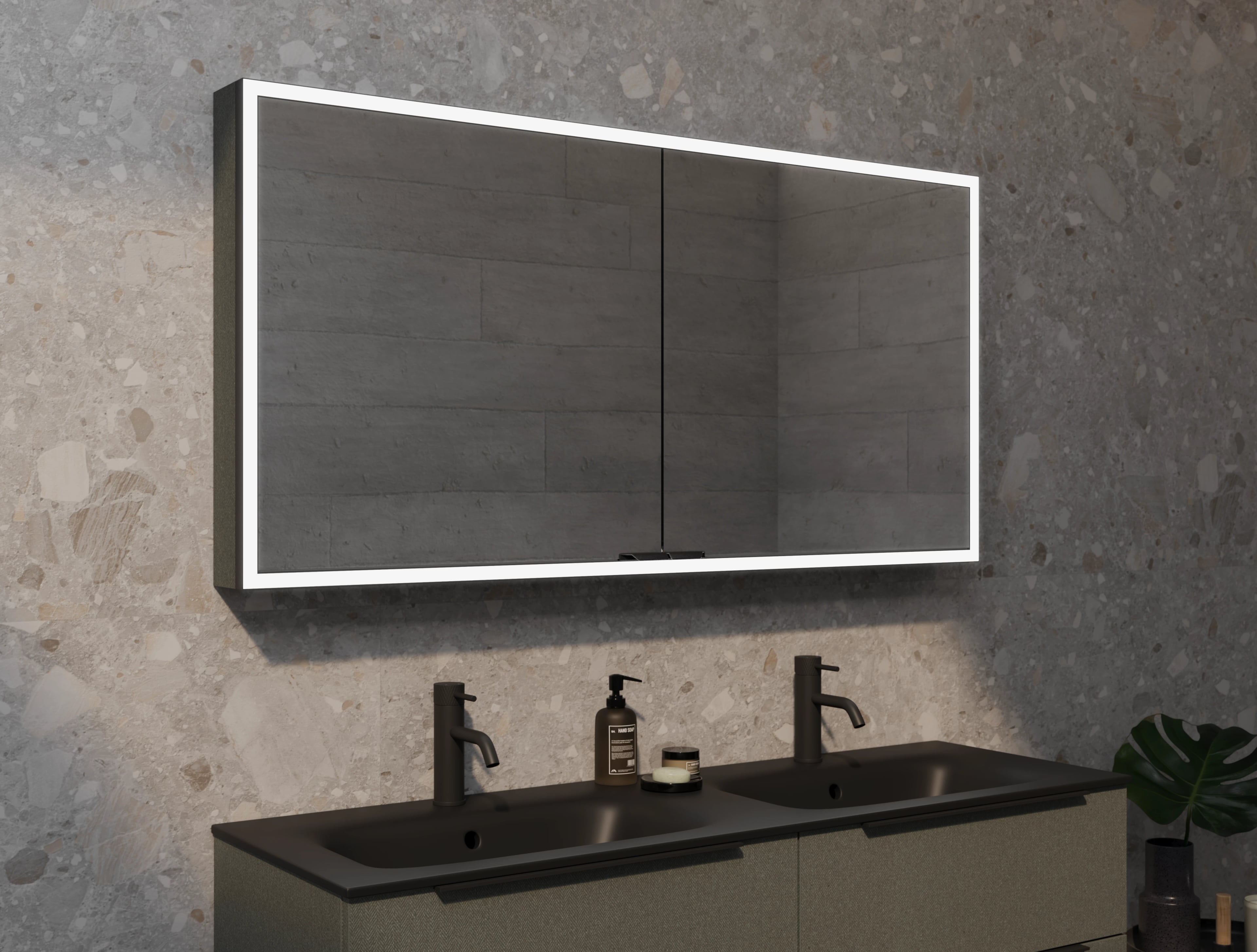 Solana spiegelkast 140cm met Tweed Moss