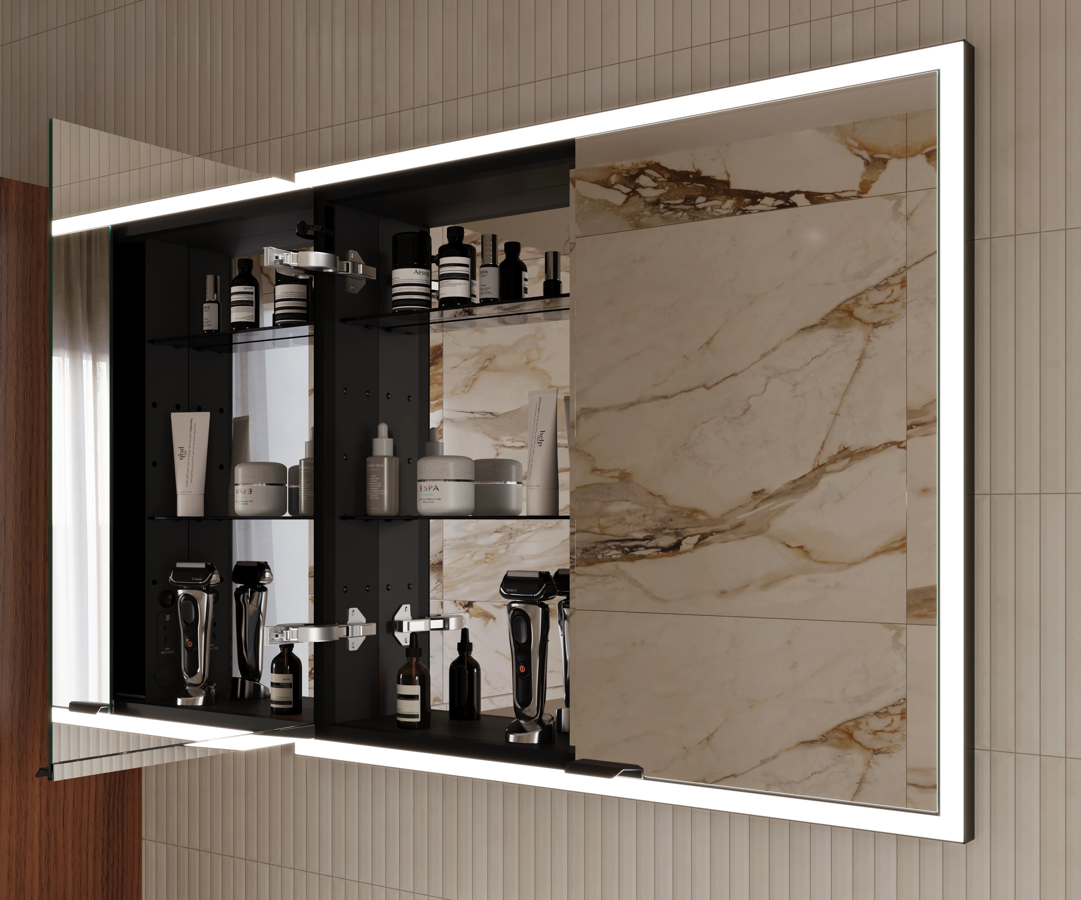 Solana spiegelkast 80cm met Roque houtkleur