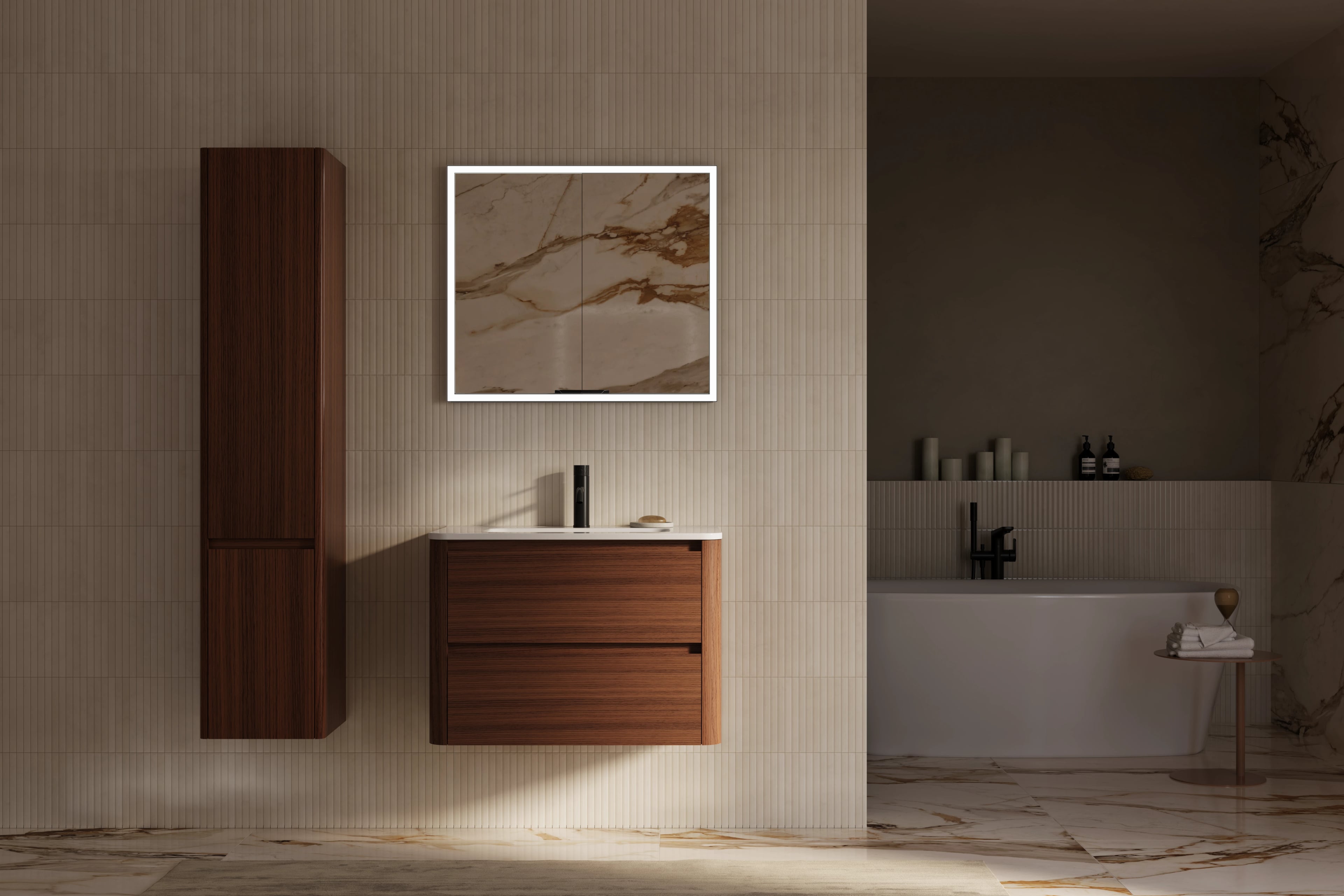 Solana spiegelkast 80cm met Roque houtkleur