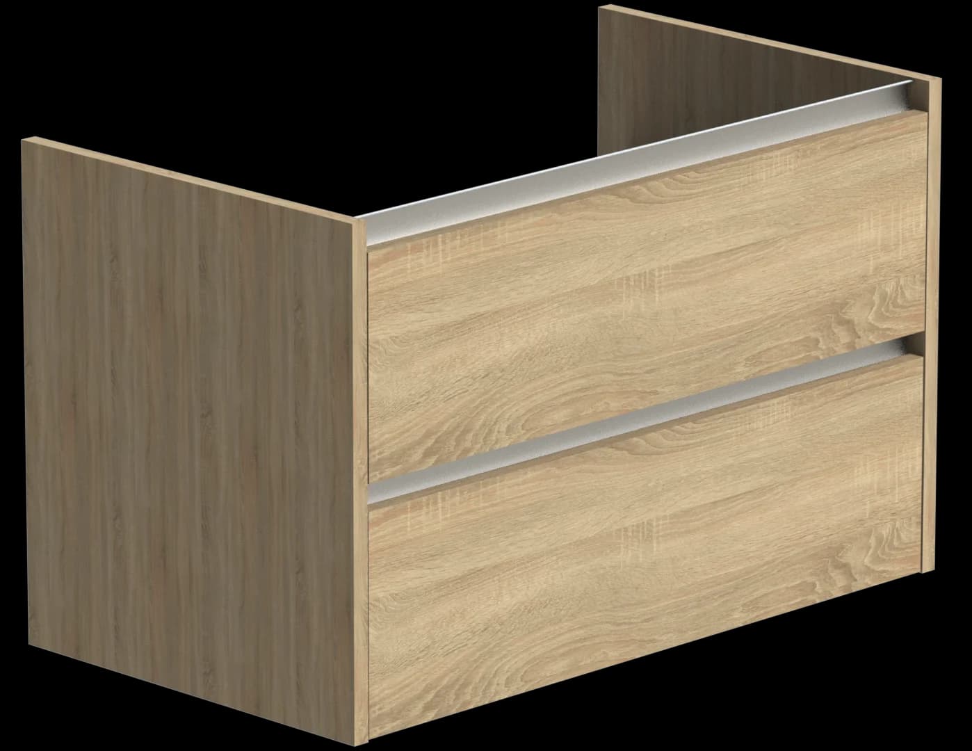 Beat 45 Onderkast, Aluminium greeplijst, inliggend, 2 lades