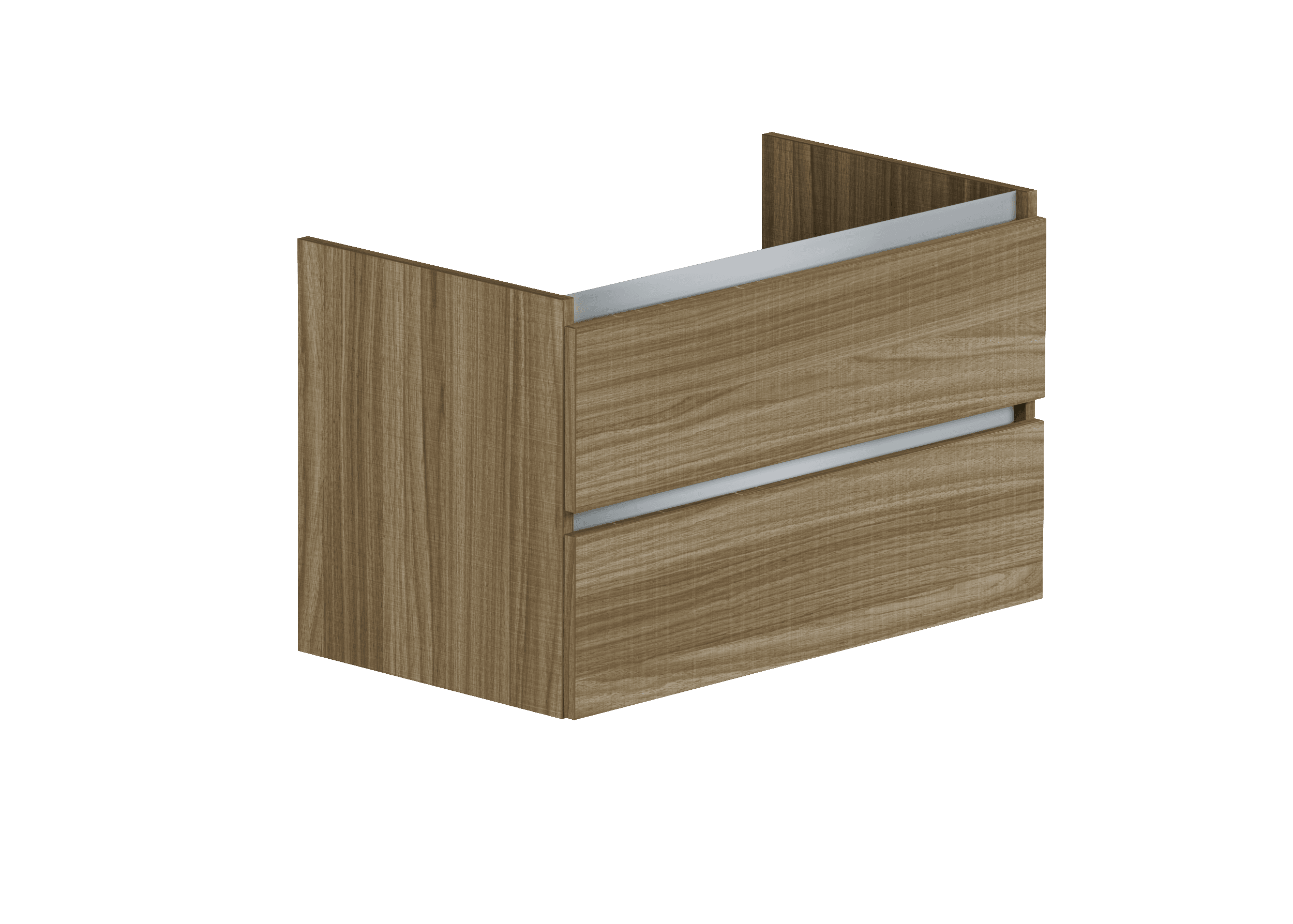 Beat 45 Onderkast, Aluminium greeplijst, opliggend, 2 lades